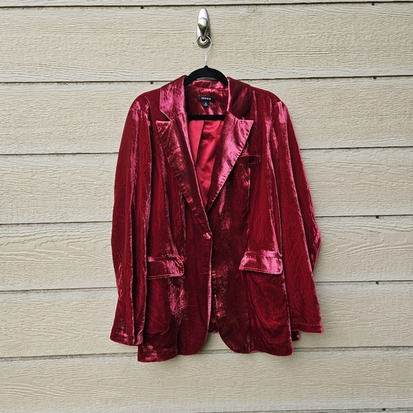 Torrid raspberry crushed velvet single button blazer size 2 2X - Picture 1 of 7